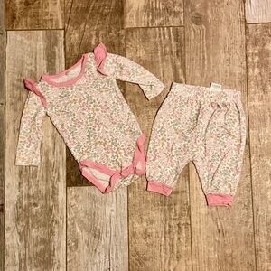 Milkberry 0-3 mo bamboo bodysuit and pants floral outfit